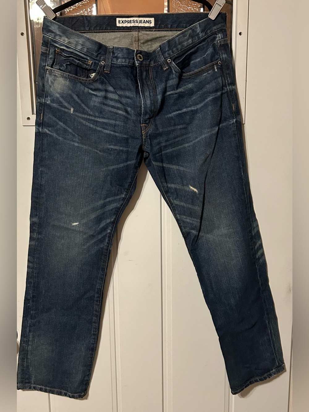 Express Rocco Slim Straight Jeans - Dark Blue Denim